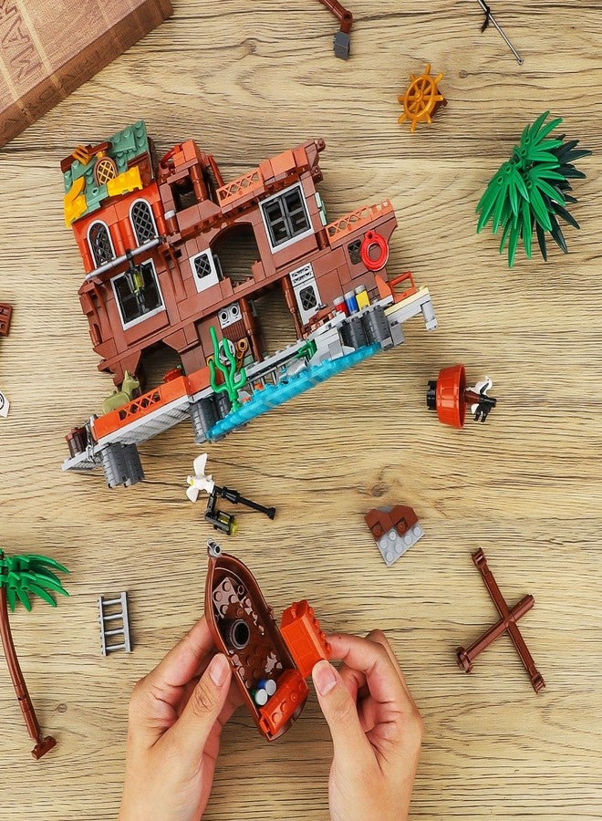 Mov stone Pirate Dock Ship Building Toys, Pirate Themed City Building Block Set, A Gift Compatible with Lego Sets for Boys & Girl 6-14 & Adults (579pcs) - Image 5